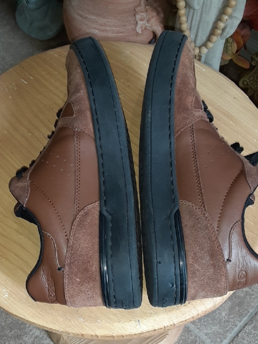 Coach Men's Clip Court Leather Suede Low Top Sneakers Saddle Brown Black 8.5D - Picture 10 of 13